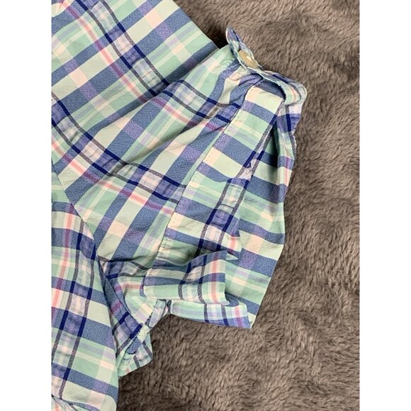 Vineyard Vines Dress Women Size 0 Blue Plaid Shirt Beach Light Vented Preppy - Picture 4 of 9